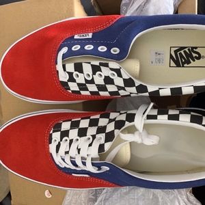 VANS Checkerboard Navy Red Shoes